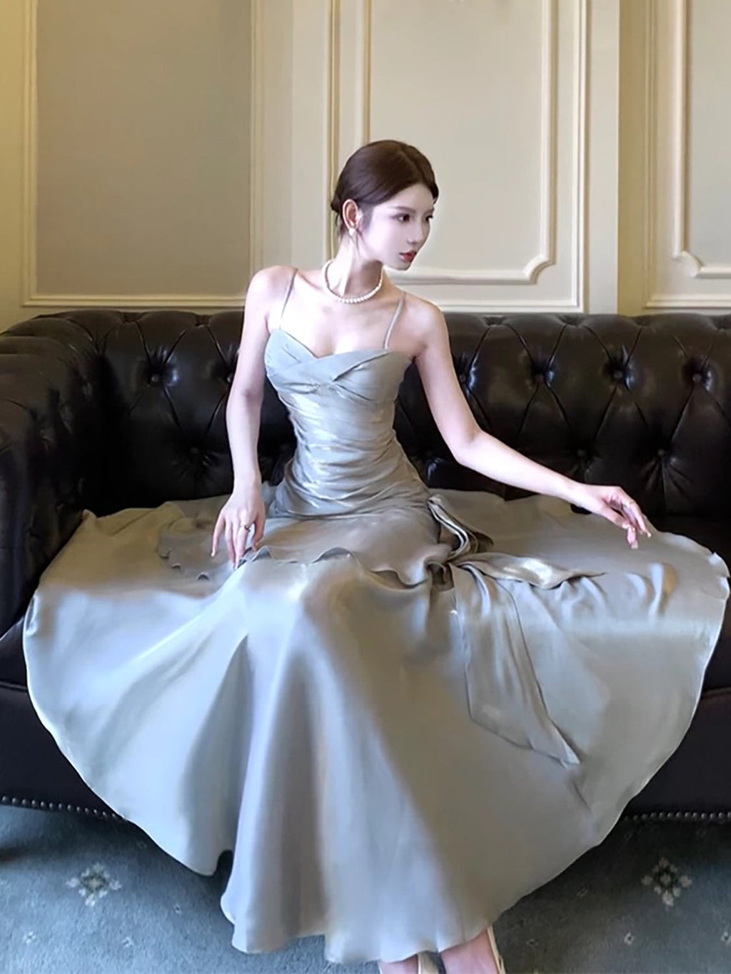 Simple Mermaid Sweetheart Neck Floor Length Gray Prom Dress
