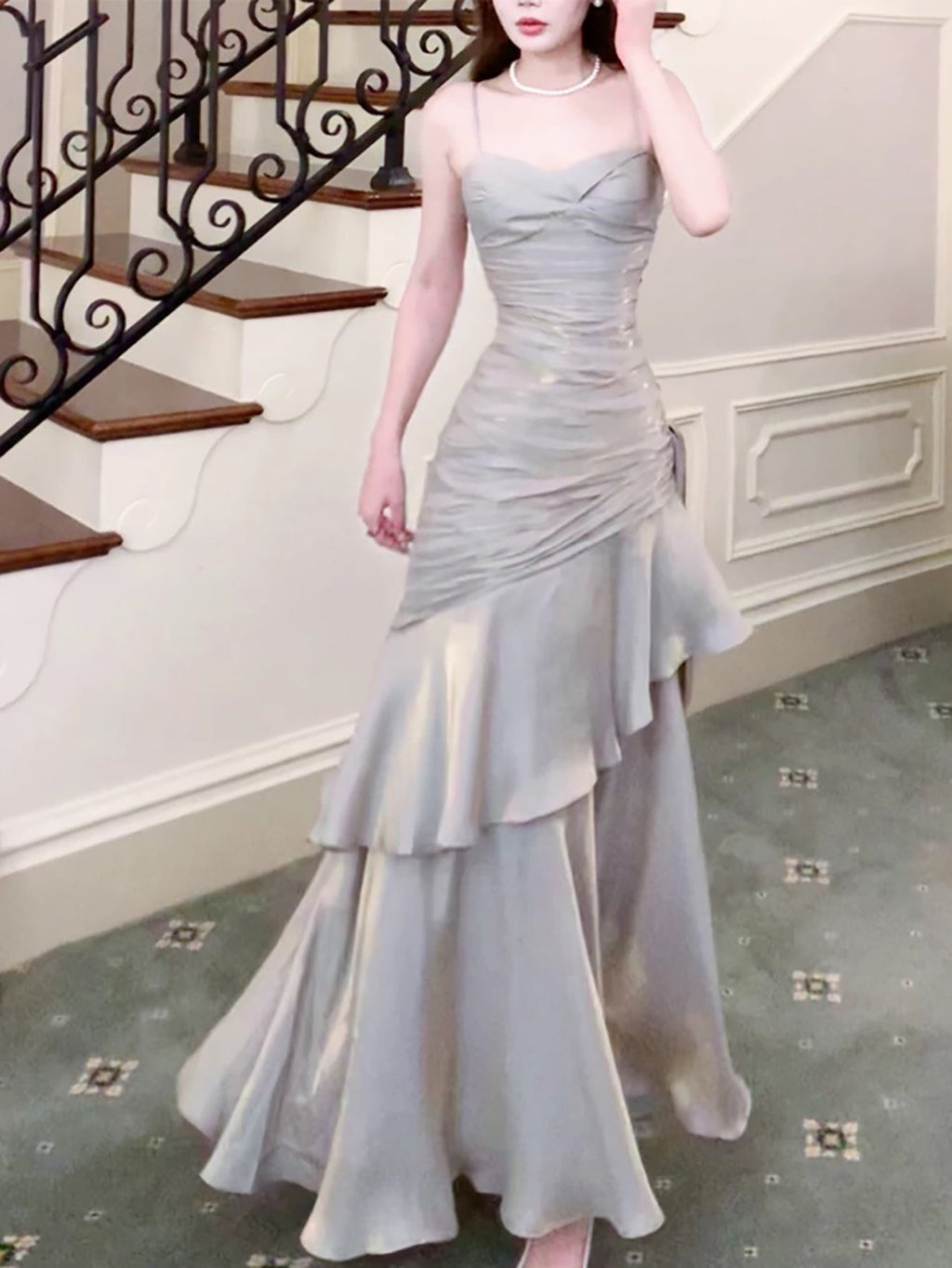 Simple Mermaid Sweetheart Neck Floor Length Gray Prom Dress